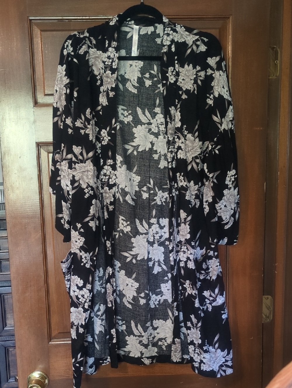 Spiritual Gangster Black and White Floral Open Cardigan